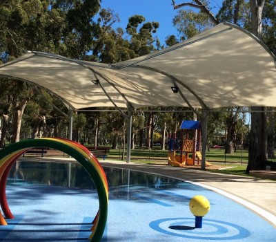 Cantilever shade structure George Bolton Swimming Centre City of Burnside SA